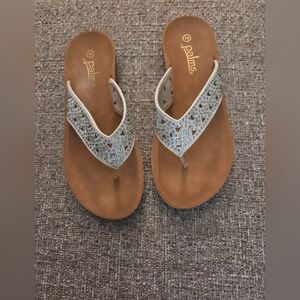 Palms Sandals/white And Silver  Flip flops, Thongs Flats size 7M